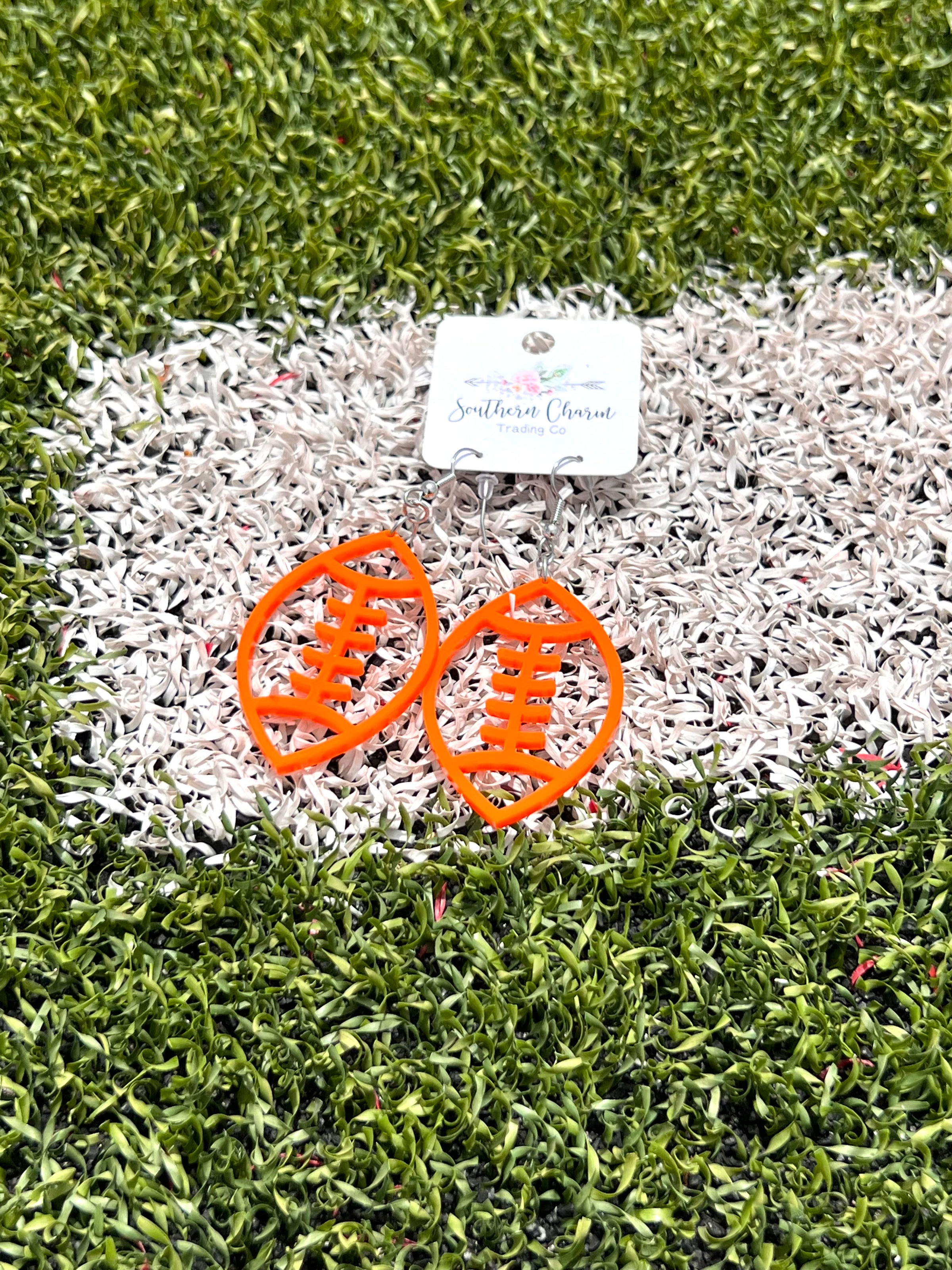 Orange Football Earrings