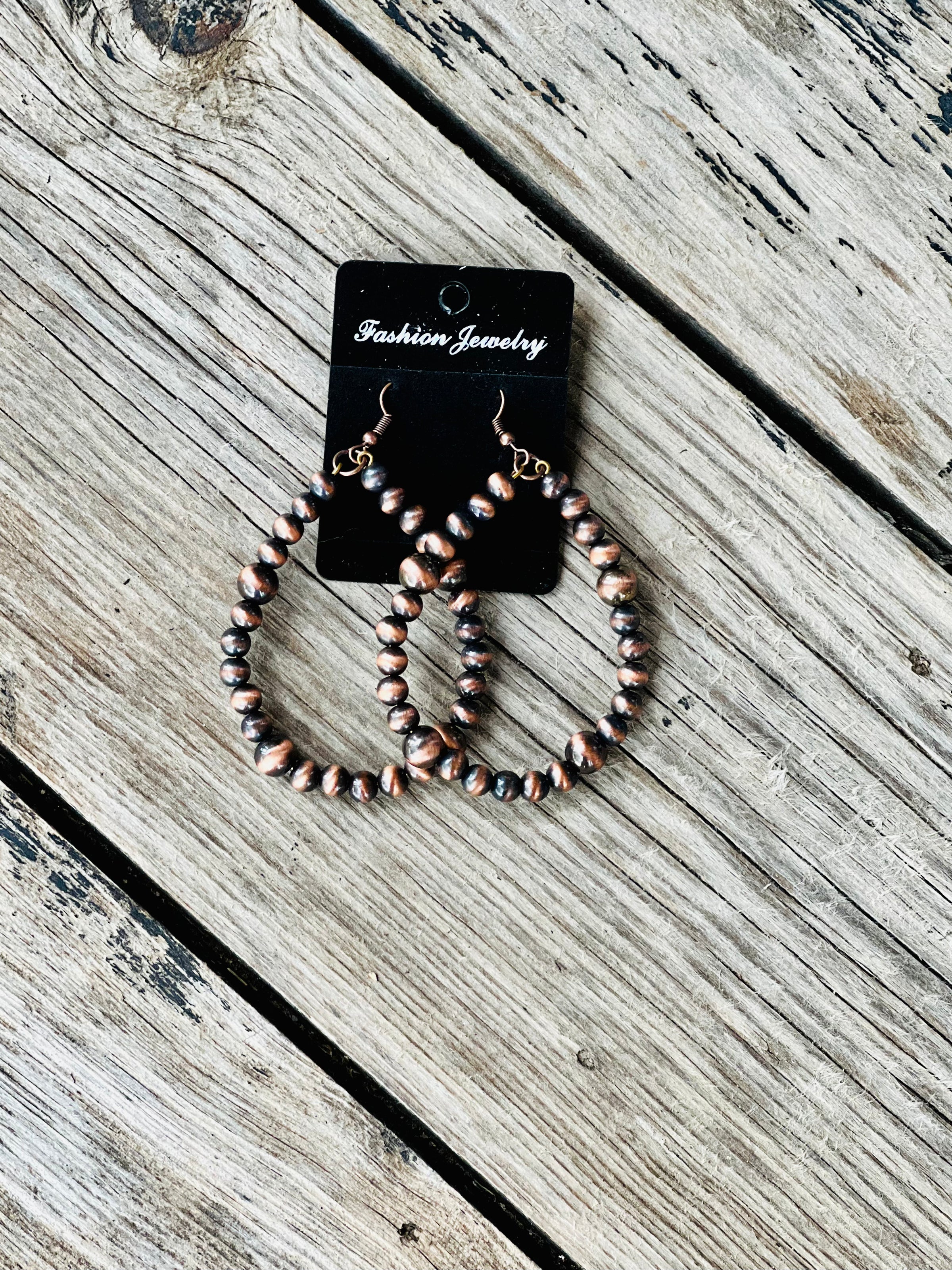 Western Bronzed Teardrop Hoops