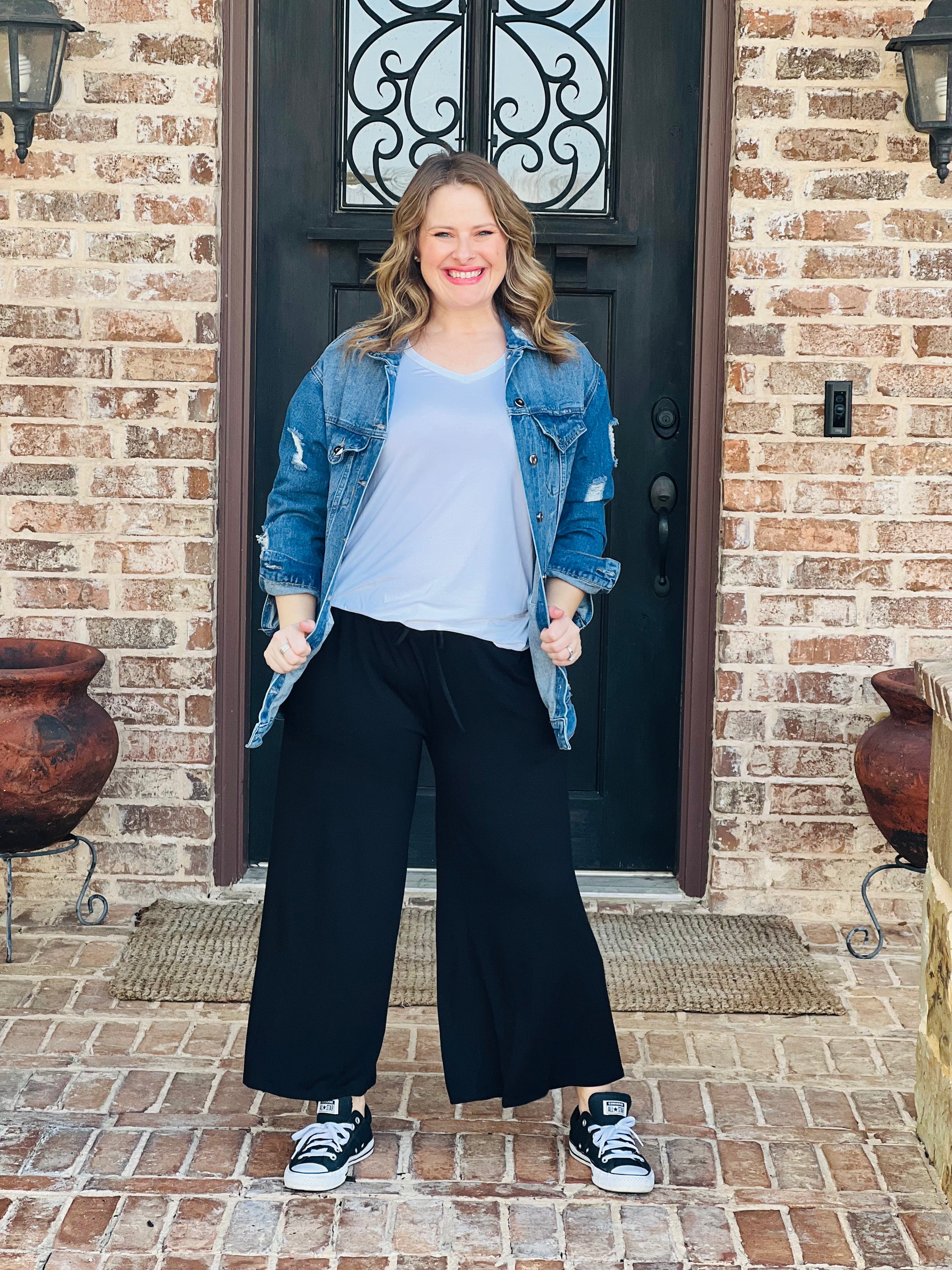 Black Gaucho Pull On Pants
