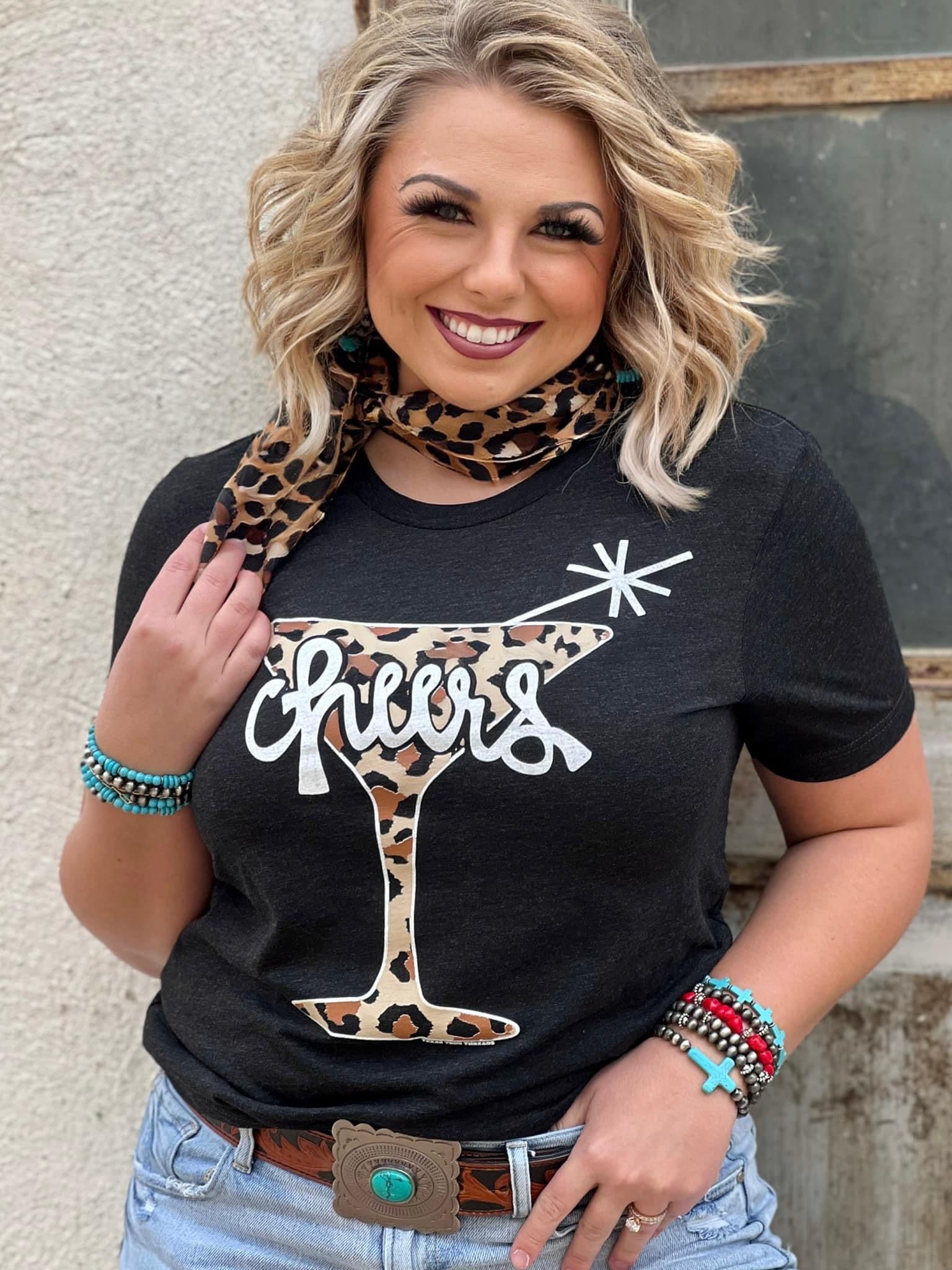 Cheers with Leopard Print Tee