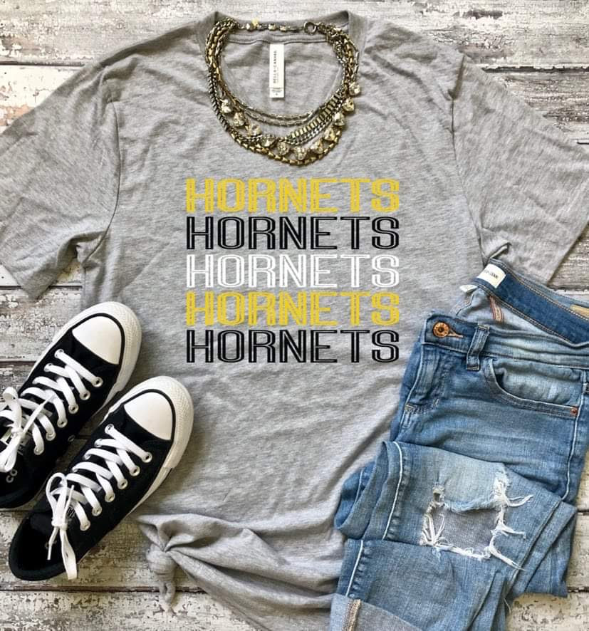 Yellow Hornets Stacked Mascot Tee
