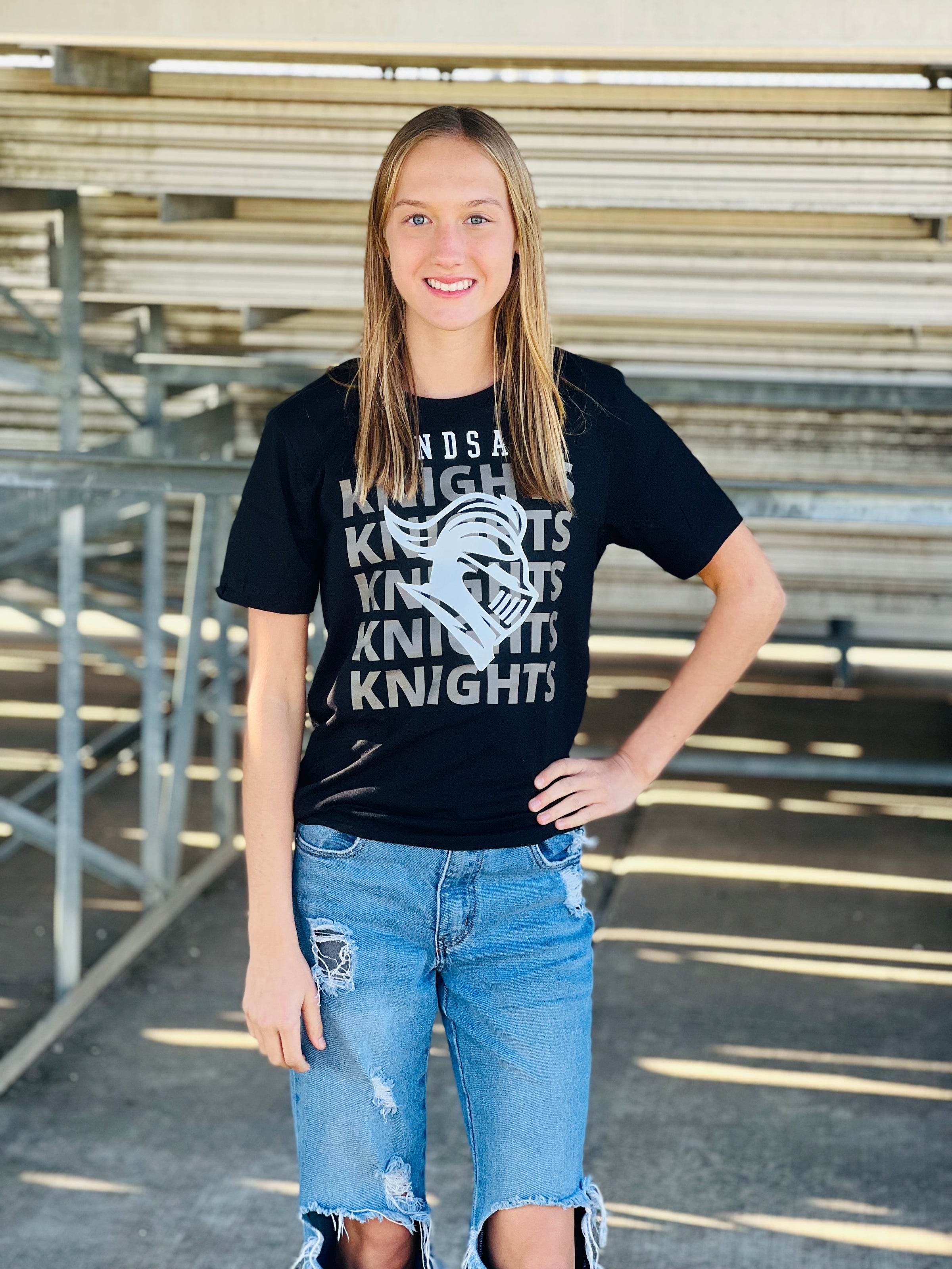 Knights Stacked Black Tee