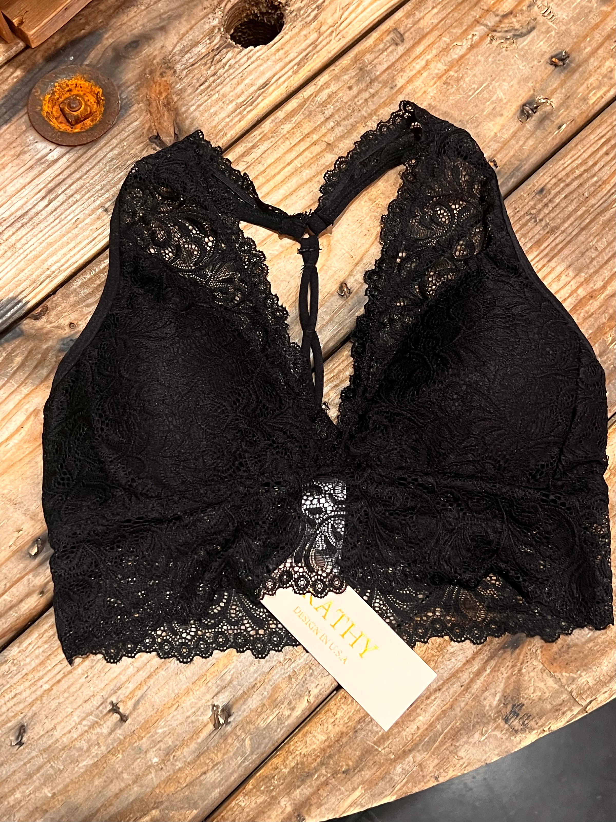 Black Floral Lace Razorback Bralette