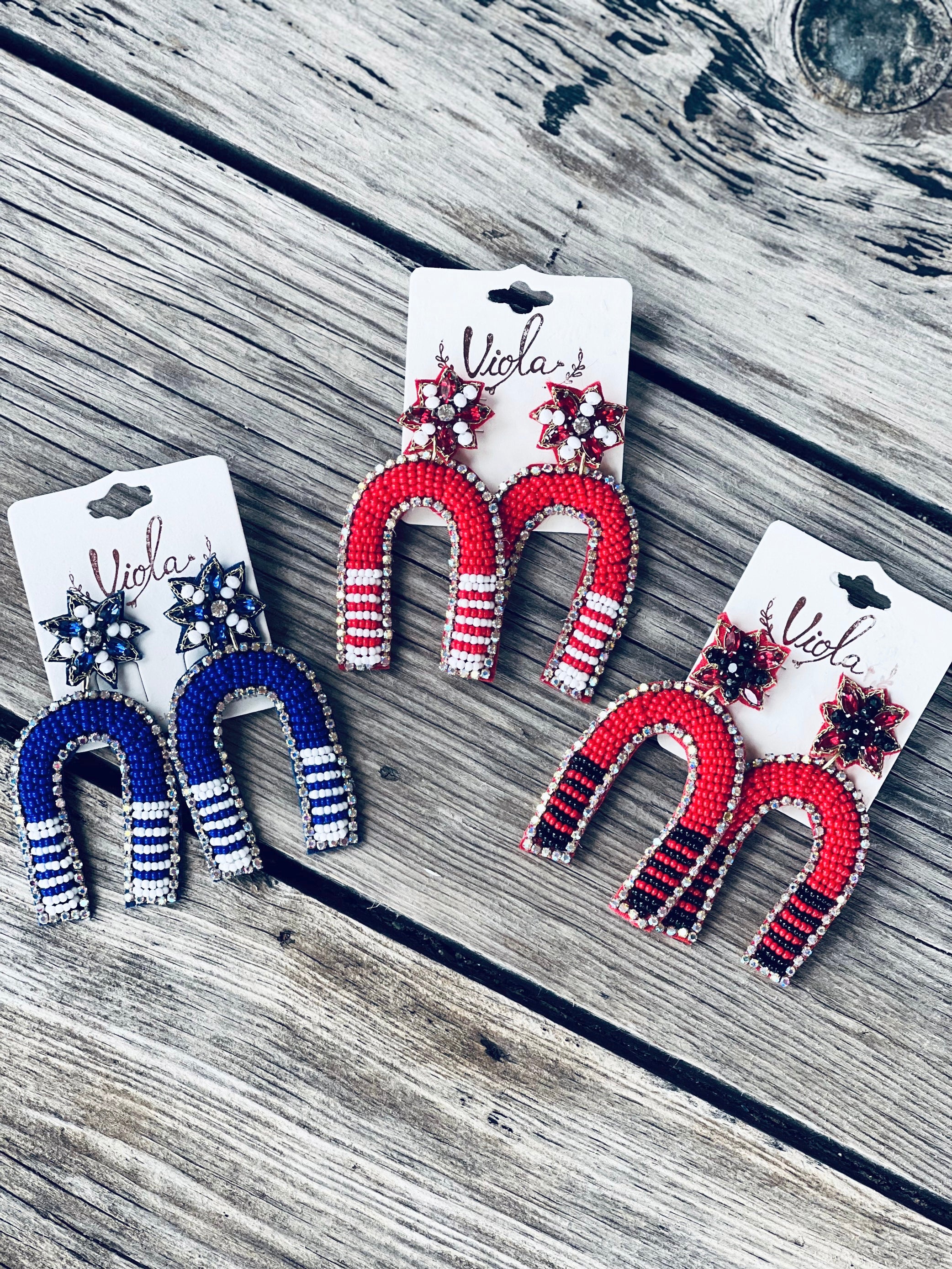 Beaded Spirit Horseshoe Earrings