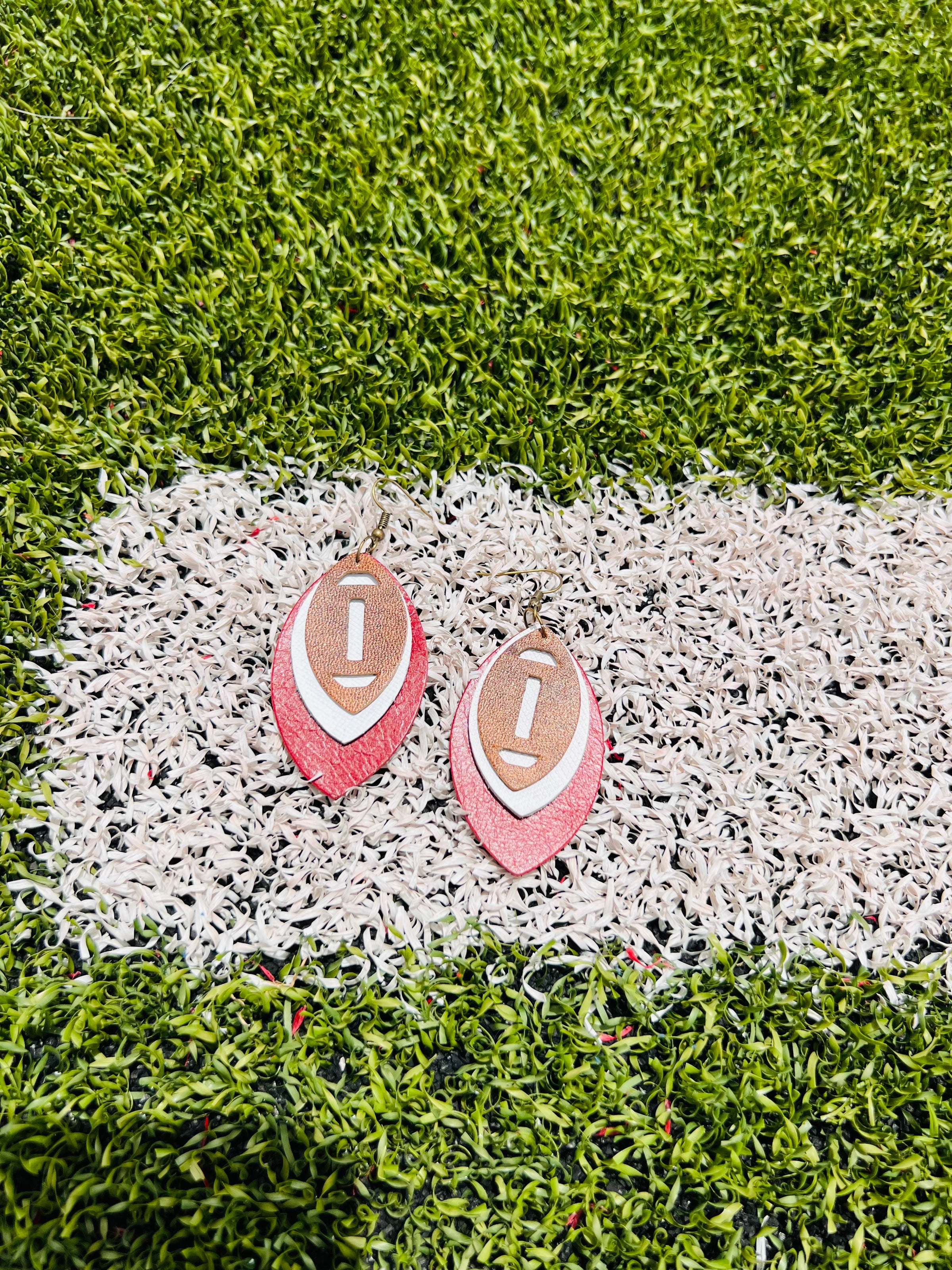 Red & White Stacked Football Feathers