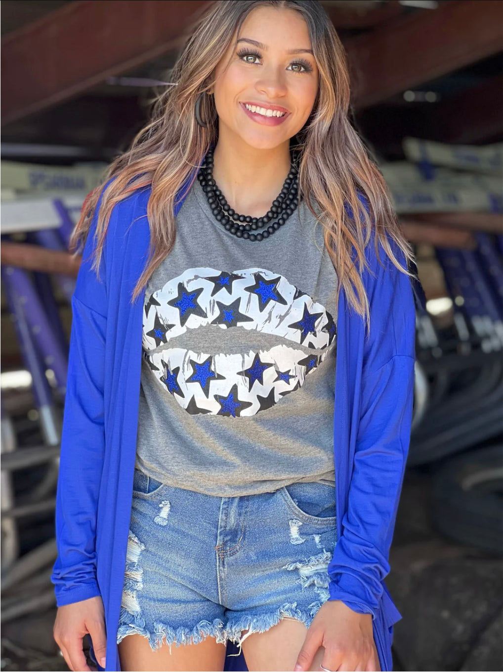 Royal Blue Solid Mid-Length Cardi