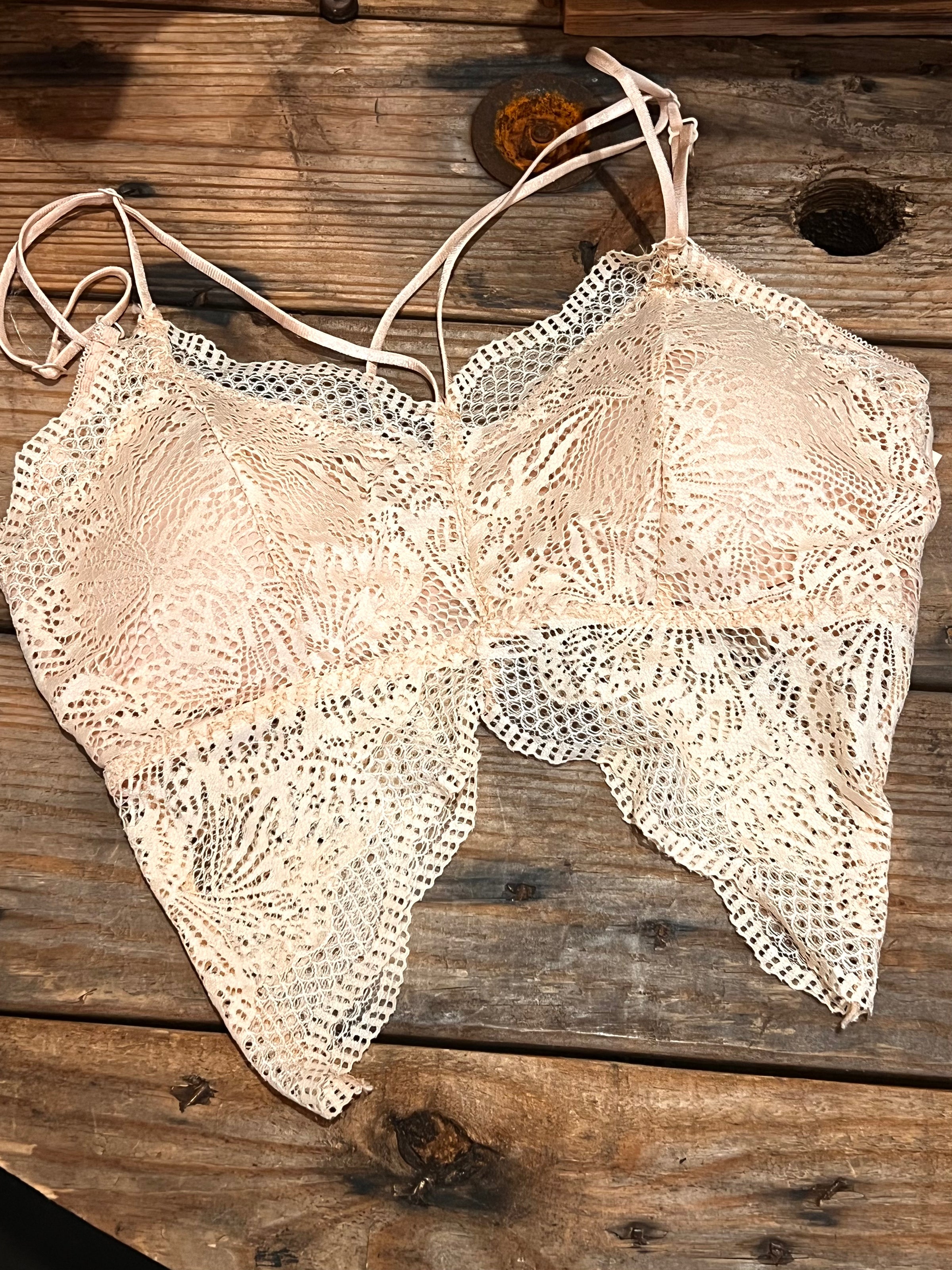 Natural Floral Lace Razorback Bralette