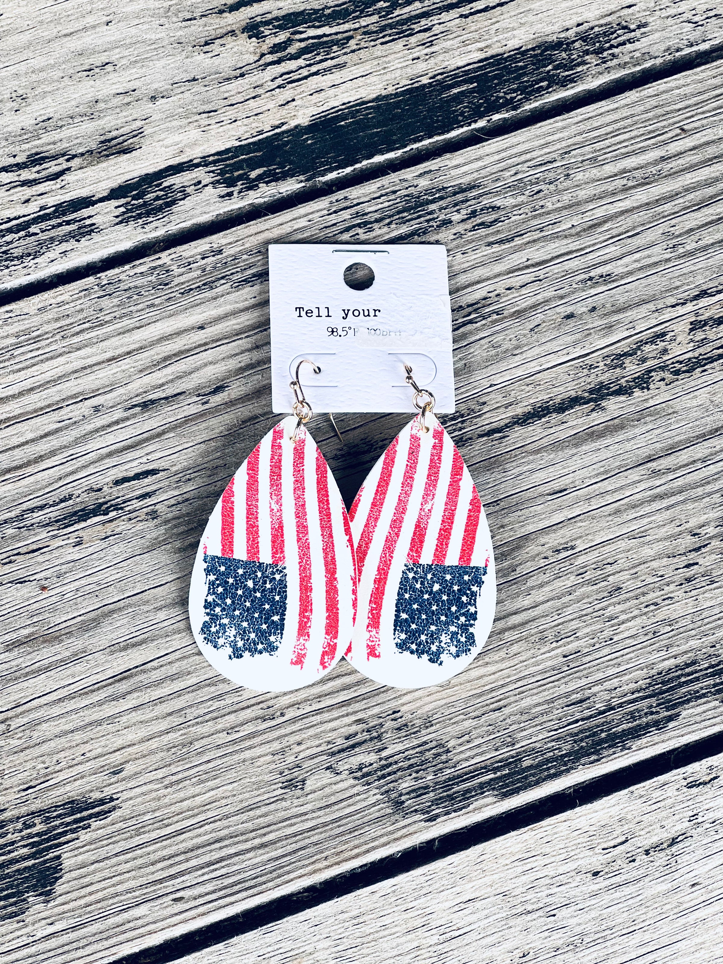 Vintage Stamped Flag Teardrops