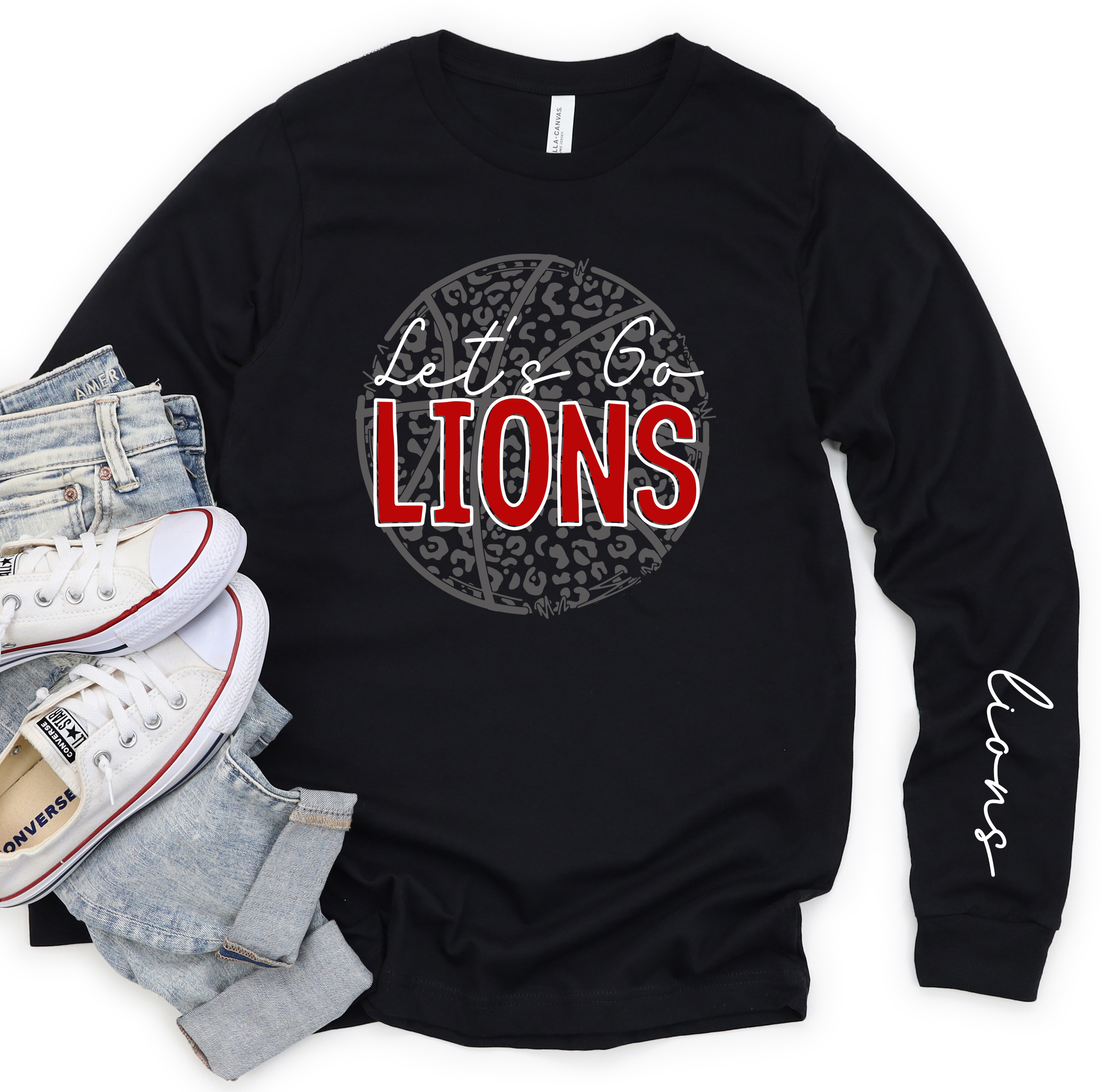Let’s Go Lions Basketball Long Sleeve Print Tee(Youth & Adult)